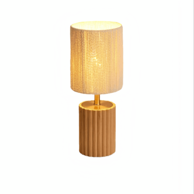 Vintage Wood & Paper Rope Table Lamp
