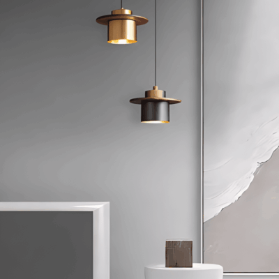 Copper and Wood Art Chandelier