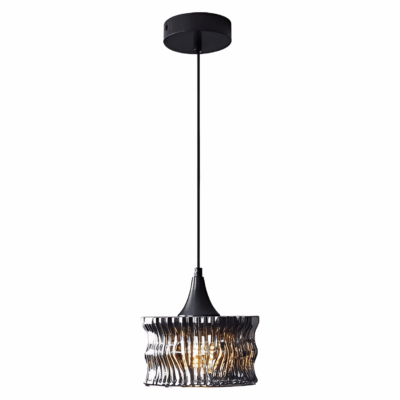 Textured Glass & Iron Chandelier